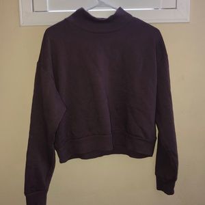 purple cropped high neck sweater